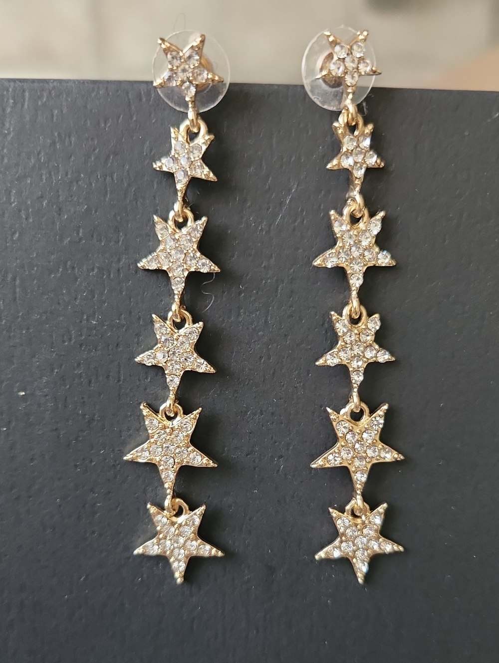 Gold And Silver Crystal Star Drop Stud Earrings